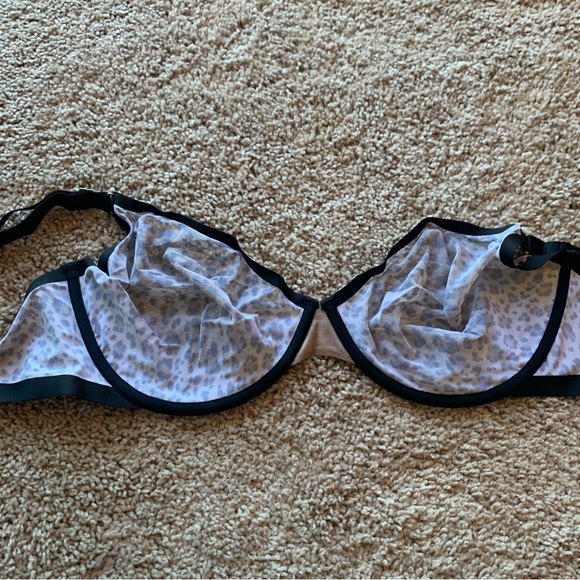 CUUP Bra Size 38F The Plunge Animal Leopard Print Sheer Mesh Black Brown - Picture 7 of 9